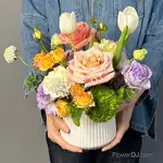 花獻幸福-進口玫瑰鬱金香盆花