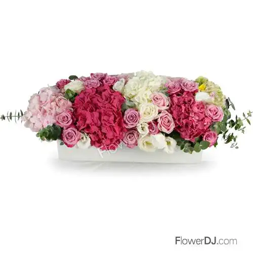 桌上花飾158_長槽式精緻盆花