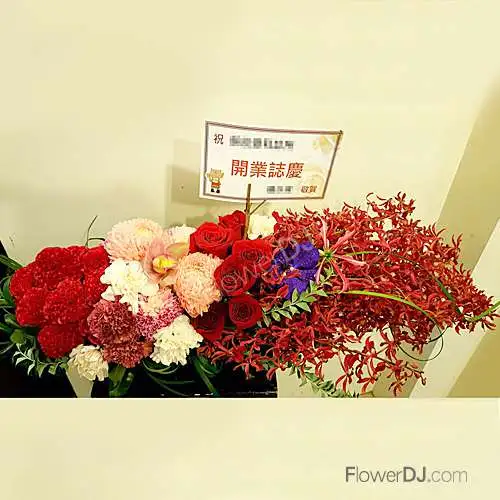 豔紅似火-橫式設計盆花送台北