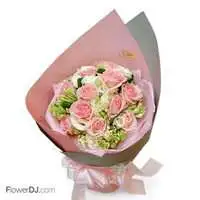 贈精油香水)Polianthes 翡翠特級粉玫瑰-20朵