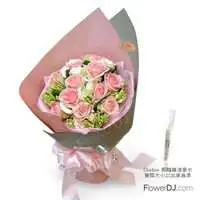贈精油香水)Polianthes 翡翠特級粉玫瑰-20朵