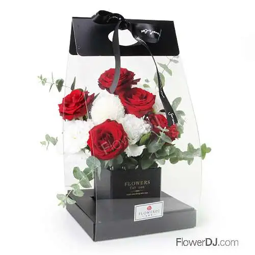玫瑰盆花-手提禮盒送台北-尊爵黑