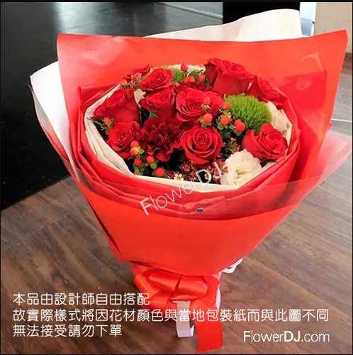 康乃馨玫瑰花束約10朵~設計師自配款$1600(參考產品圖)