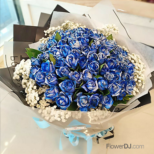 藍染玫瑰-99朵藍玫瑰花束