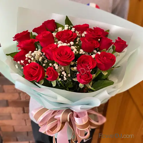 花店送花20朵紅色玫瑰花束