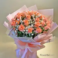 花店推薦33朵粉色玫瑰 花束