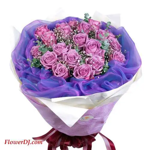 紫花情夢-進口紫玫瑰花束33朵