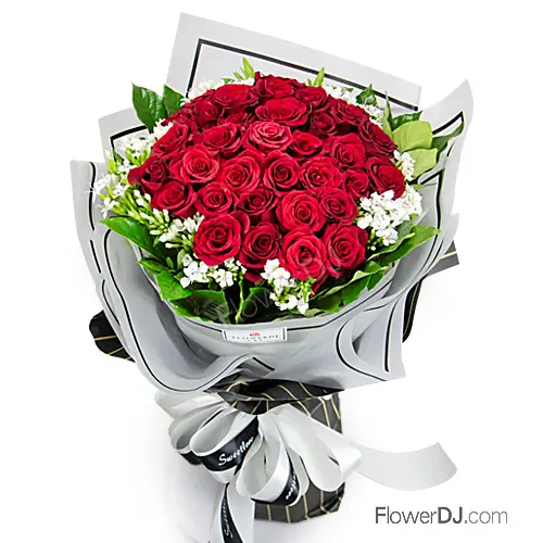 鍾情-33朵紅玫瑰花束