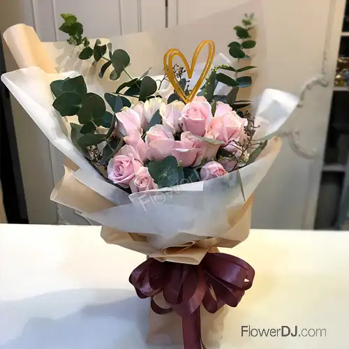 21朵粉玫瑰花束 送台中 台中送花