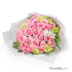 粉色情懷-33朵粉玫瑰花束送台北