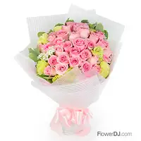 粉色情懷-33朵粉玫瑰花束送台北