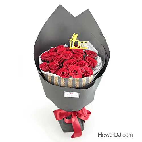 熱戀-台北送花  22朵紅玫瑰花束專人送