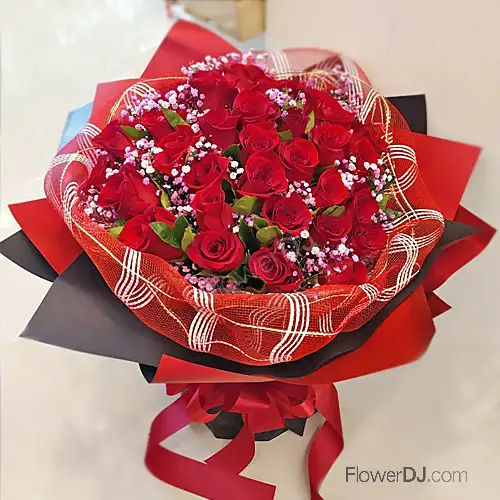 情人節送花-台北花店33朵紅玫瑰花束