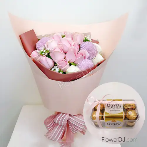 20朵玫瑰花束送金莎巧克力送台北