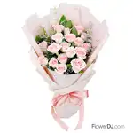 長型粉玫瑰花束18朵 花店送花