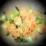香檳玫瑰花束20朵 台北花店-加贈閃耀燈串