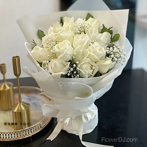 白玫瑰16朵花束送台中
