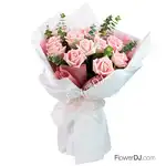 粉玫瑰花束11朵 台北情人節送花-加贈閃耀燈串