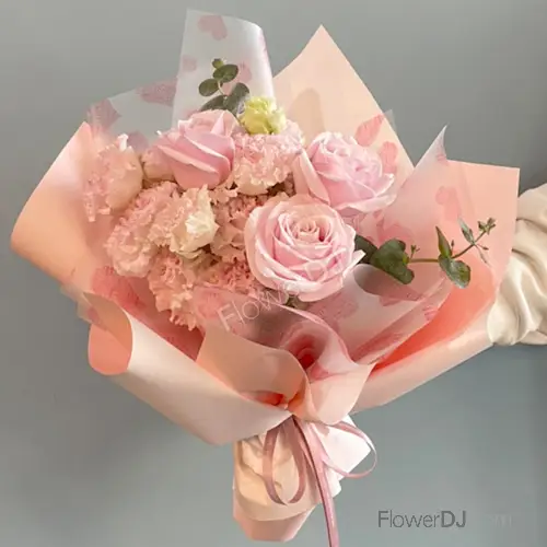 粉玫瑰迷你花束 情人節花束 台北花店