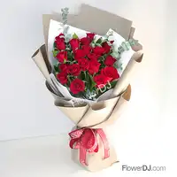 長型紅玫瑰花束20朵 花店送花