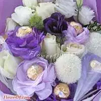 紫色斐藏_白玫瑰金莎花束
