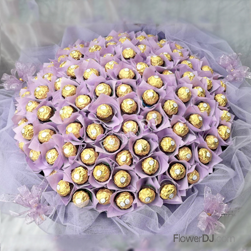 紫色的浪漫甜蜜登場_100顆金莎花束