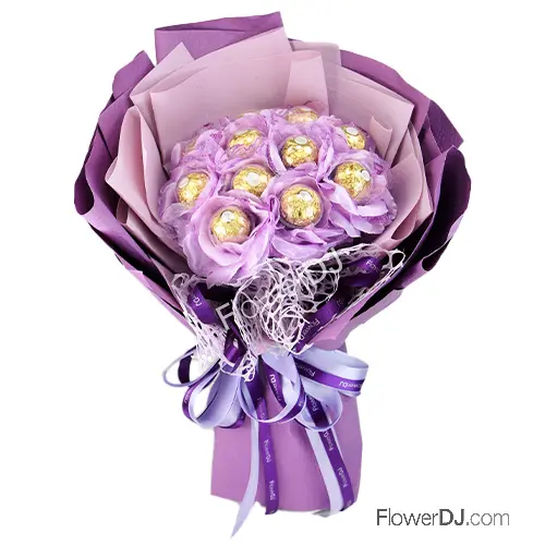 紫色甜蜜 11顆金莎花束