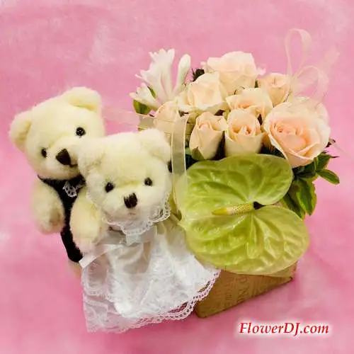 珍愛小熊玫瑰花盒