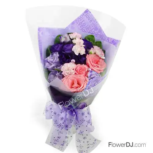 紫為妳動馨_康乃馨玫瑰花束