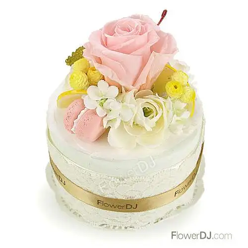 粉色馨意-仿真花蛋糕