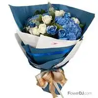 靛藍色的優雅-藍玫花束