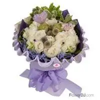 白紫的異想-20朵白玫花束