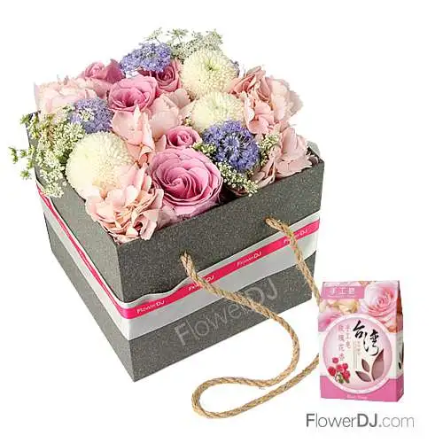 一盒幸福味-康乃馨盆花送台灣皂