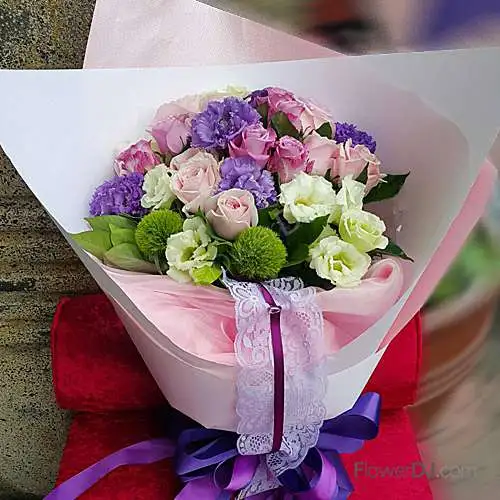粉紫的異想-混色玫瑰花束