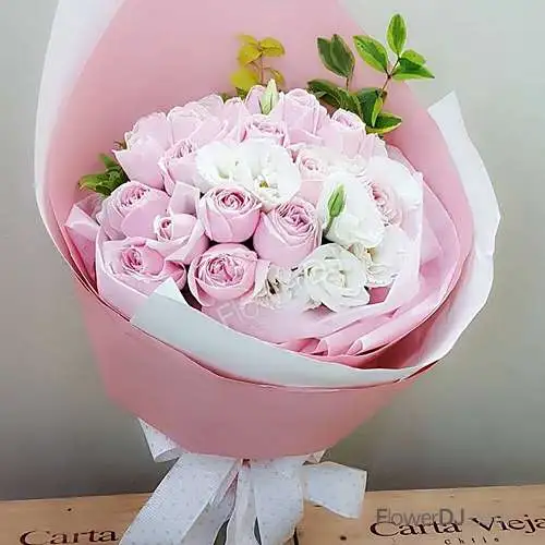 粉戀情深-22朵粉玫瑰花束