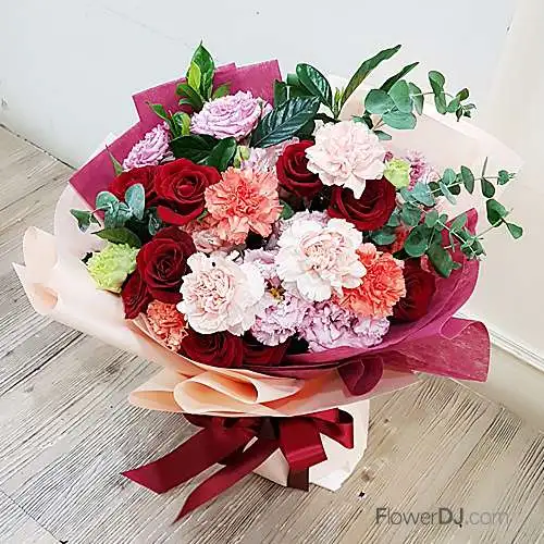 康乃馨混色玫瑰花束-競艷-母親節 活動