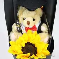 畢業熊愛您-向日葵迷你花束