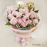 情繫一生粉玫瑰花束 -情人節送花