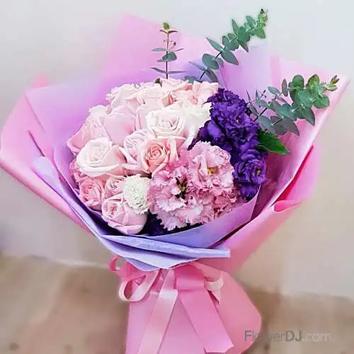 粉嫩佳人-22朵粉玫瑰花束 送花