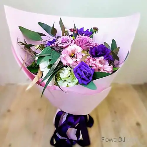 紫想著妳-11朵粉玫瑰花束