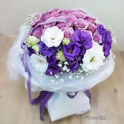 紫想妳-33朵紫天王玫瑰花束