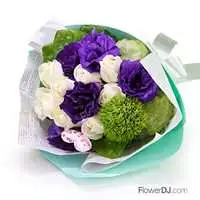 紫愛-8朵白玫瑰花束