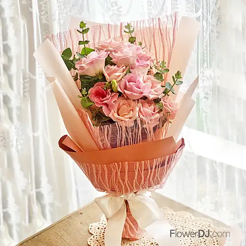 美麗佳人-11朵粉玫瑰花束