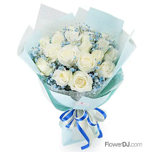 情人節花店送花-20朵白玫瑰花束