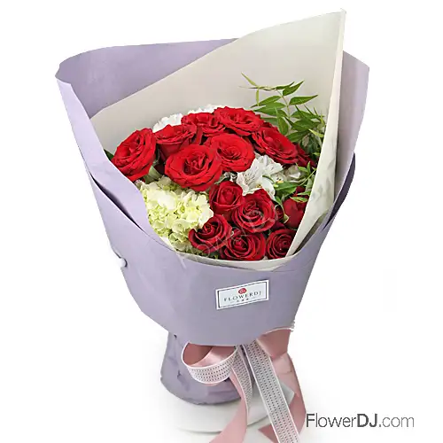 情人節送花 16朵紅玫瑰花束