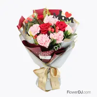 母親節花束-康乃馨玫瑰花束