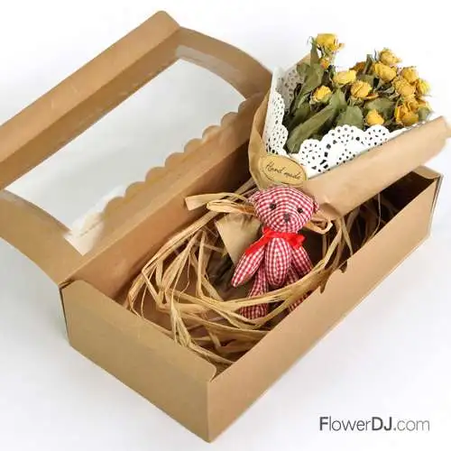 盒藏真心-乾燥花小熊花盒